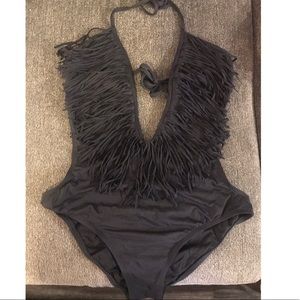 L*space stardust fringe black one piece